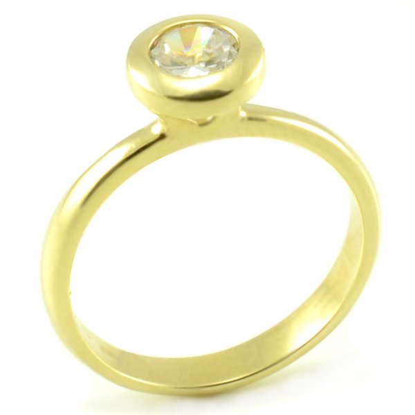 Zásnubný prsteň zo žltého zlata so zaklepaným zirkónom