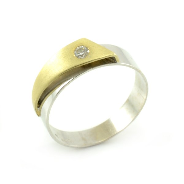 Zlatý prsteň - kombinácia žltého a bieleho zlata so zirkónom